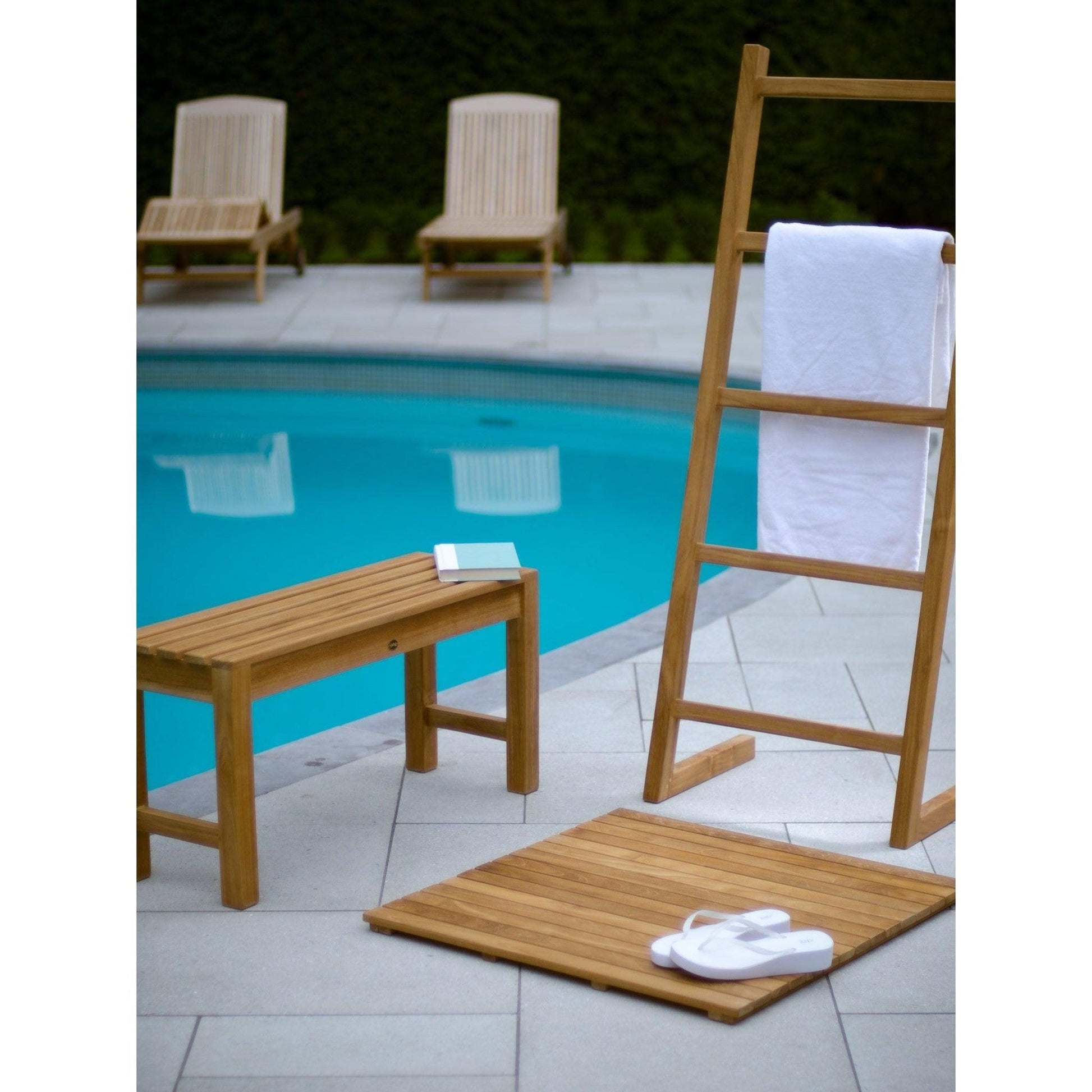 ARB Teak & Specialties 59" Solid Teak Wood Self-Standing Towel Ladder With 5 Bars