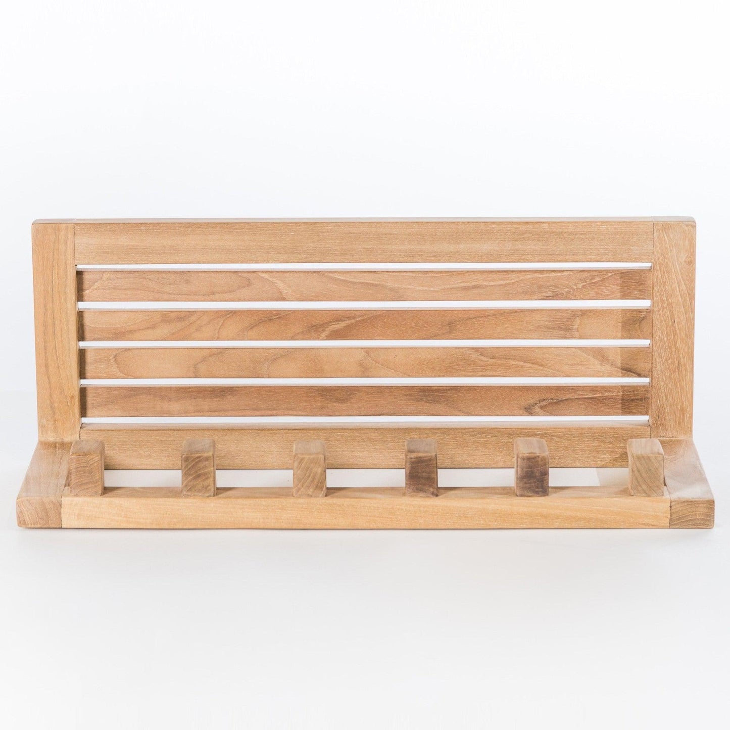 ARB Teak & Specialties 6-Hook Solid Teak Wood Wall Shelf