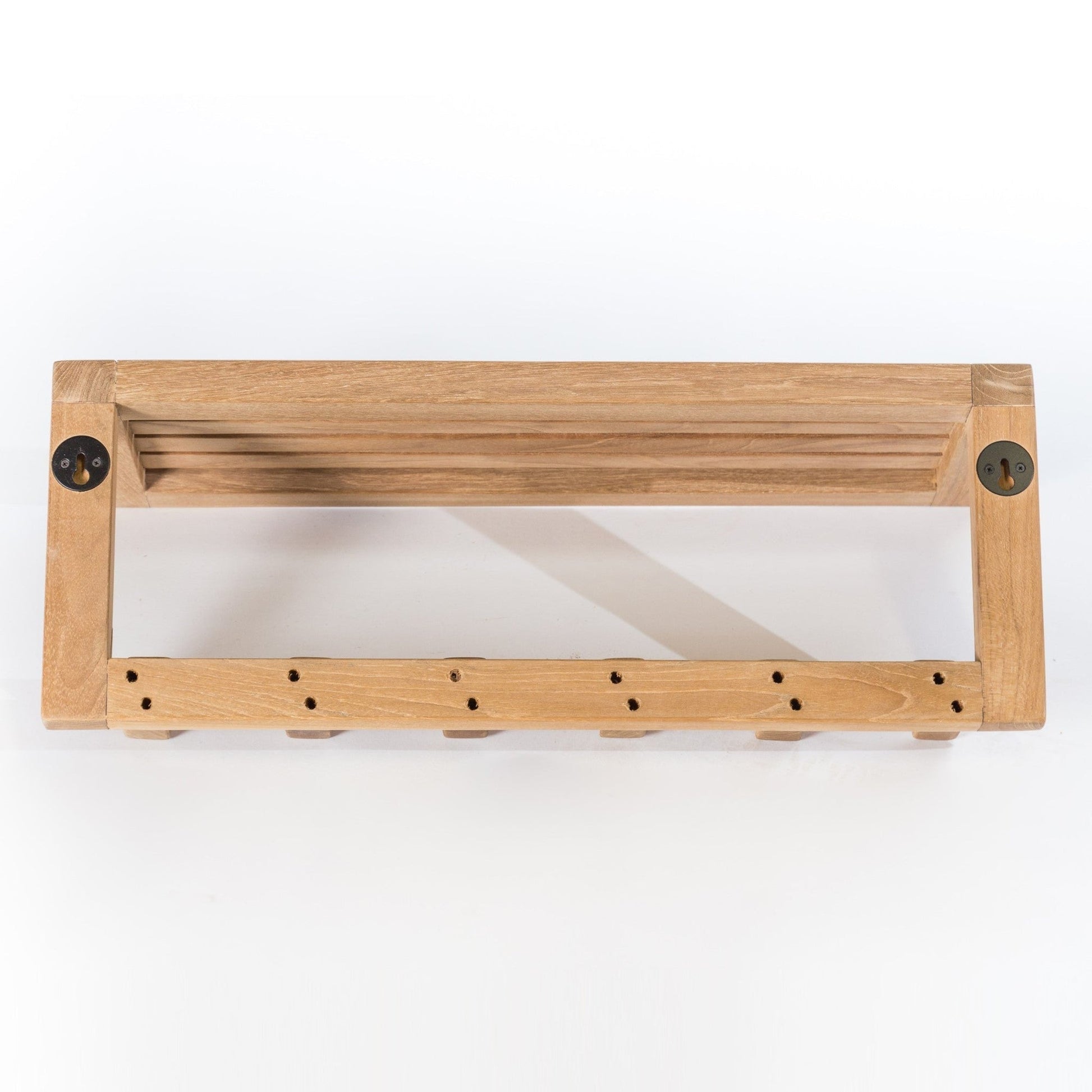 ARB Teak & Specialties 6-Hook Solid Teak Wood Wall Shelf