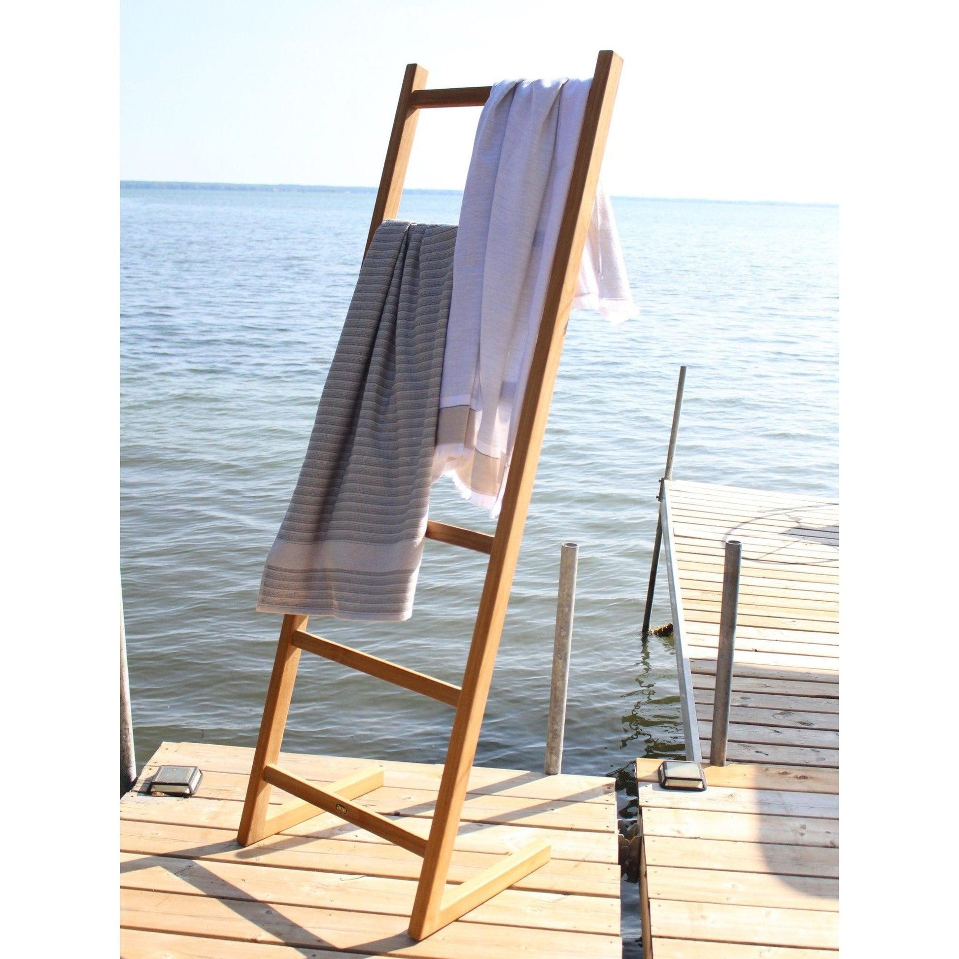 ARB Teak & Specialties 71" Solid Teak Wood Self-Standing Towel Ladder With 6 Bars