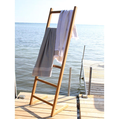 ARB Teak & Specialties 71" Solid Teak Wood Self-Standing Towel Ladder With 6 Bars