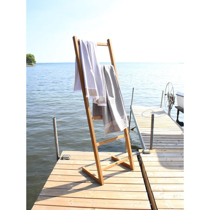 ARB Teak & Specialties 71" Solid Teak Wood Self-Standing Towel Ladder With 6 Bars