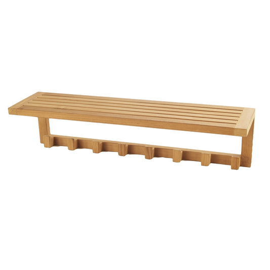 ARB Teak & Specialties 8-Hook Solid Teak Wood Wall Shelf