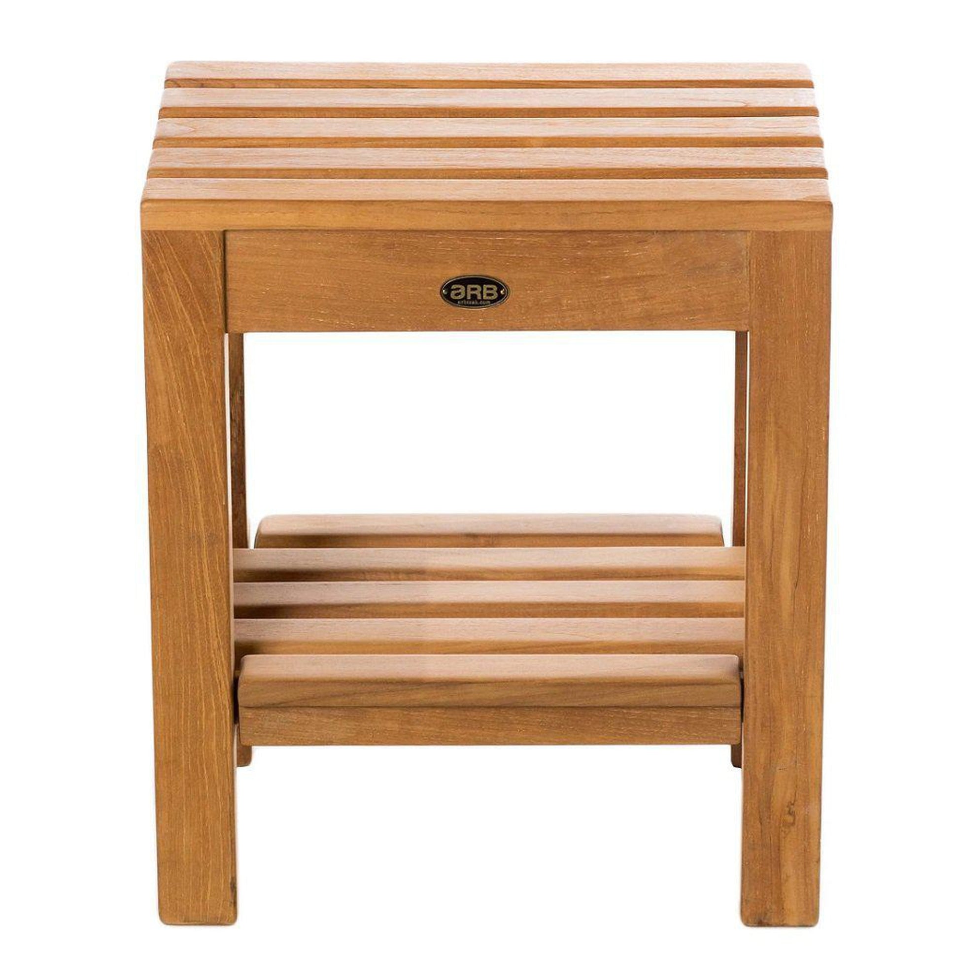 ARB Teak & Specialties Coach 16" Solid Teak Wood Shower Bench With Removable Shelf