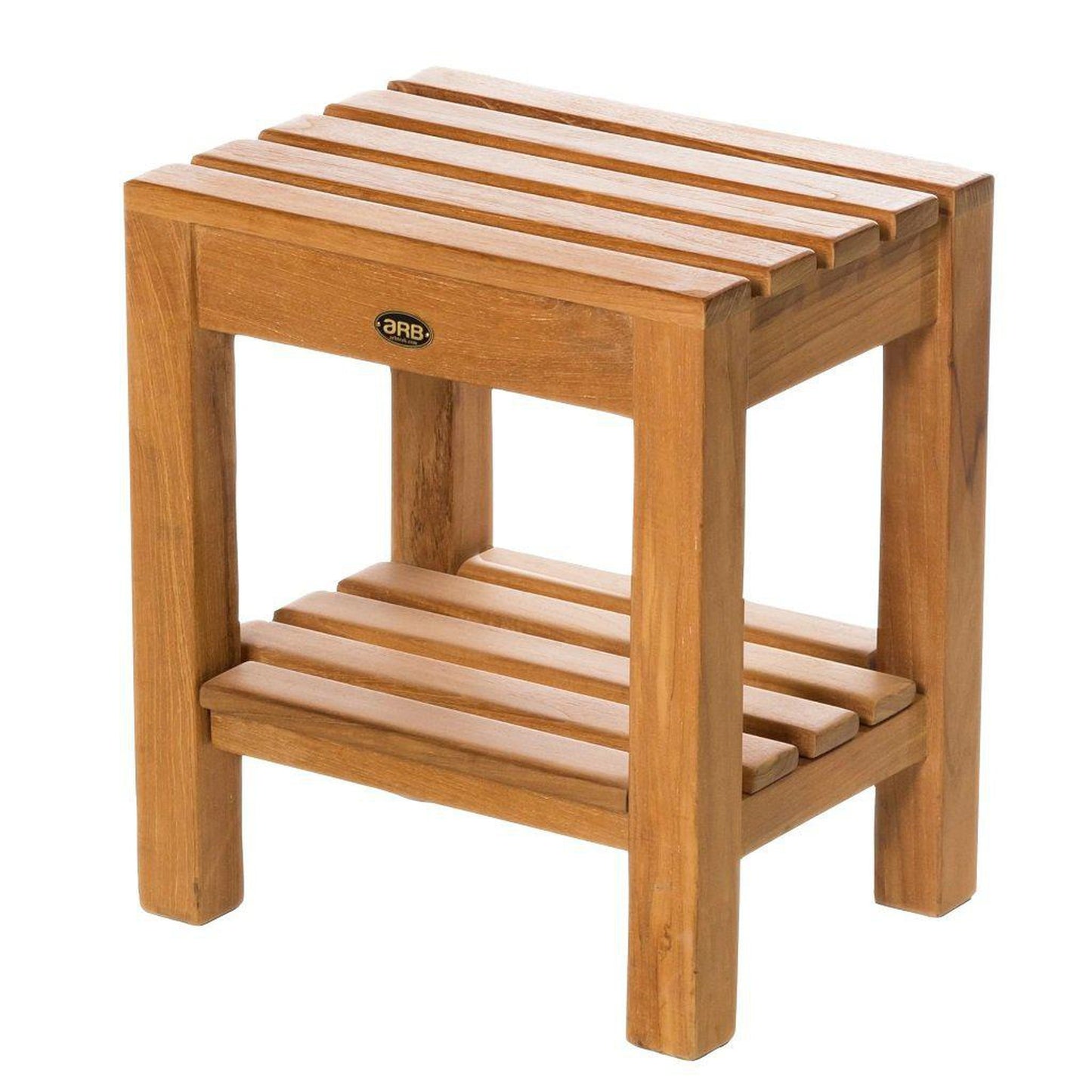 ARB Teak & Specialties Coach 16" Solid Teak Wood Shower Bench With Removable Shelf