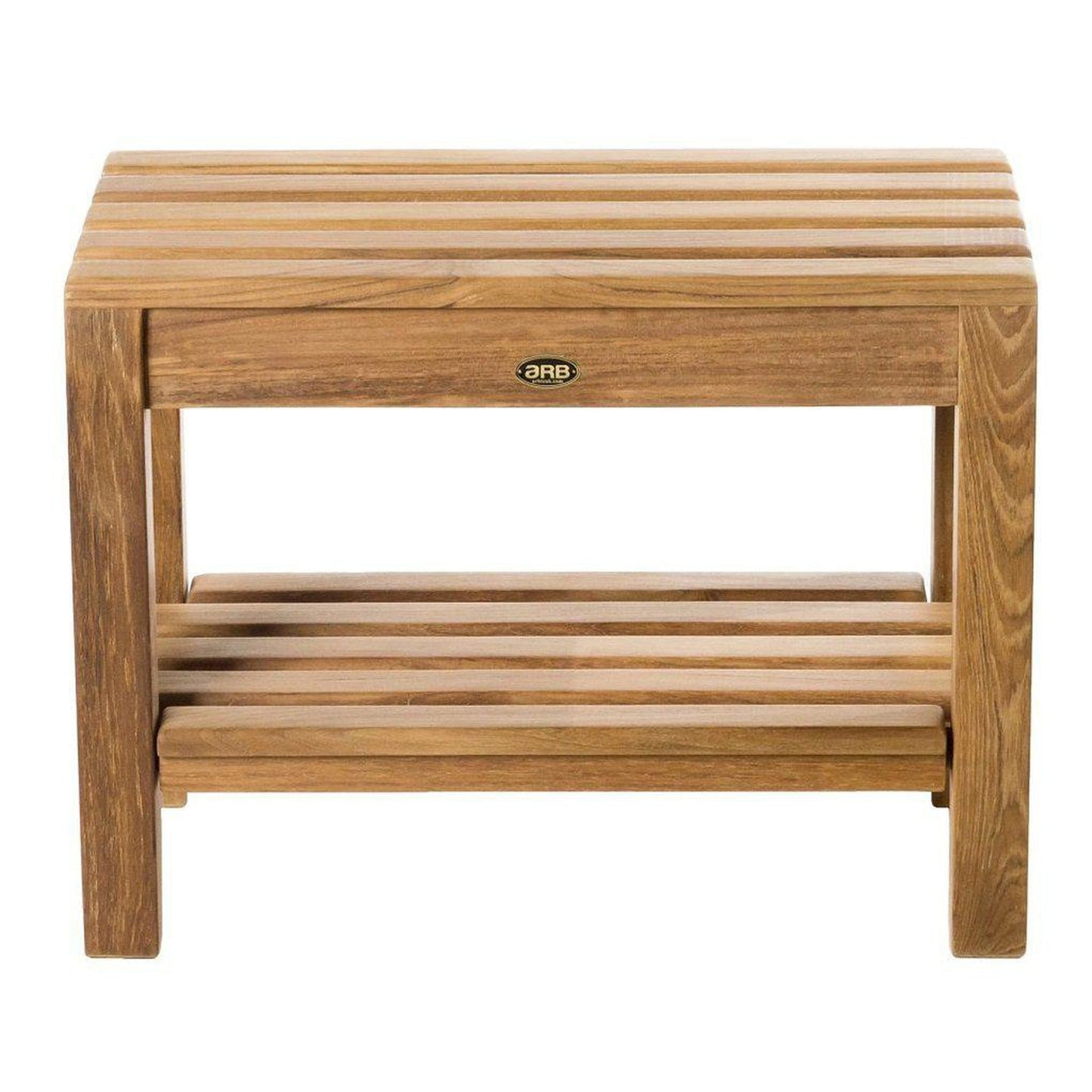 ARB Teak & Specialties Coach 24" Solid Teak Wood Shower Bench With Removable Shelf