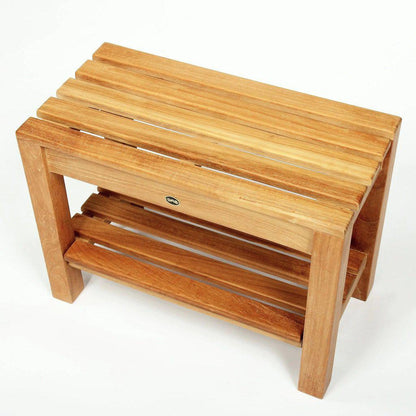 ARB Teak & Specialties Coach 24" Solid Teak Wood Shower Bench With Removable Shelf