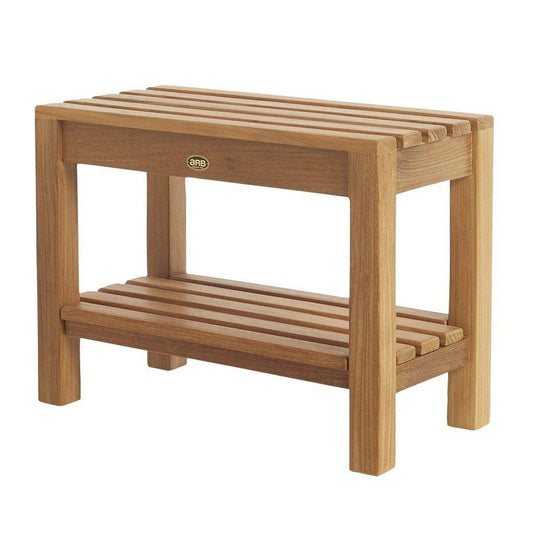 ARB Teak & Specialties Coach 24" Solid Teak Wood Shower Bench With Removable Shelf