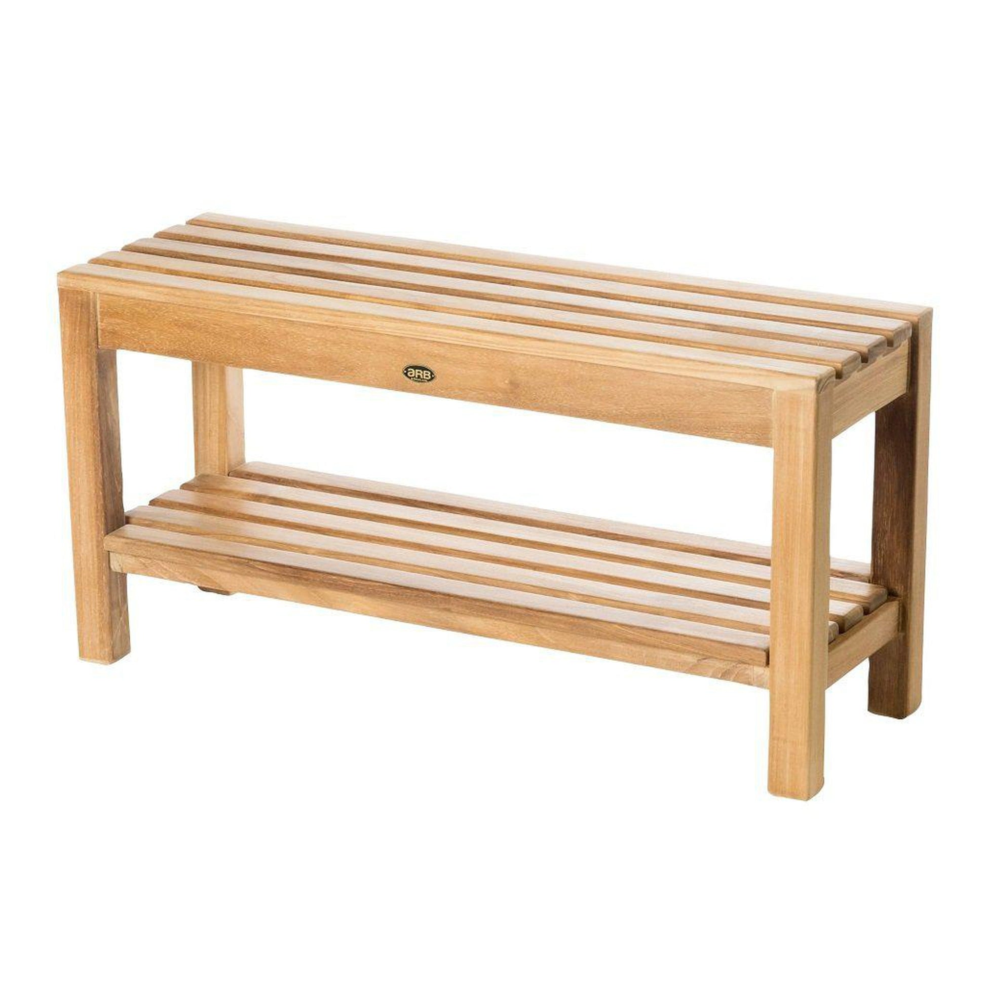 ARB Teak & Specialties Coach 36" Solid Teak Wood Shower Bench With Removable Shelf