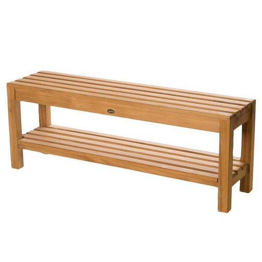 ARB Teak & Specialties Coach 47" Solid Teak Wood Shower Bench With Removable Shelf