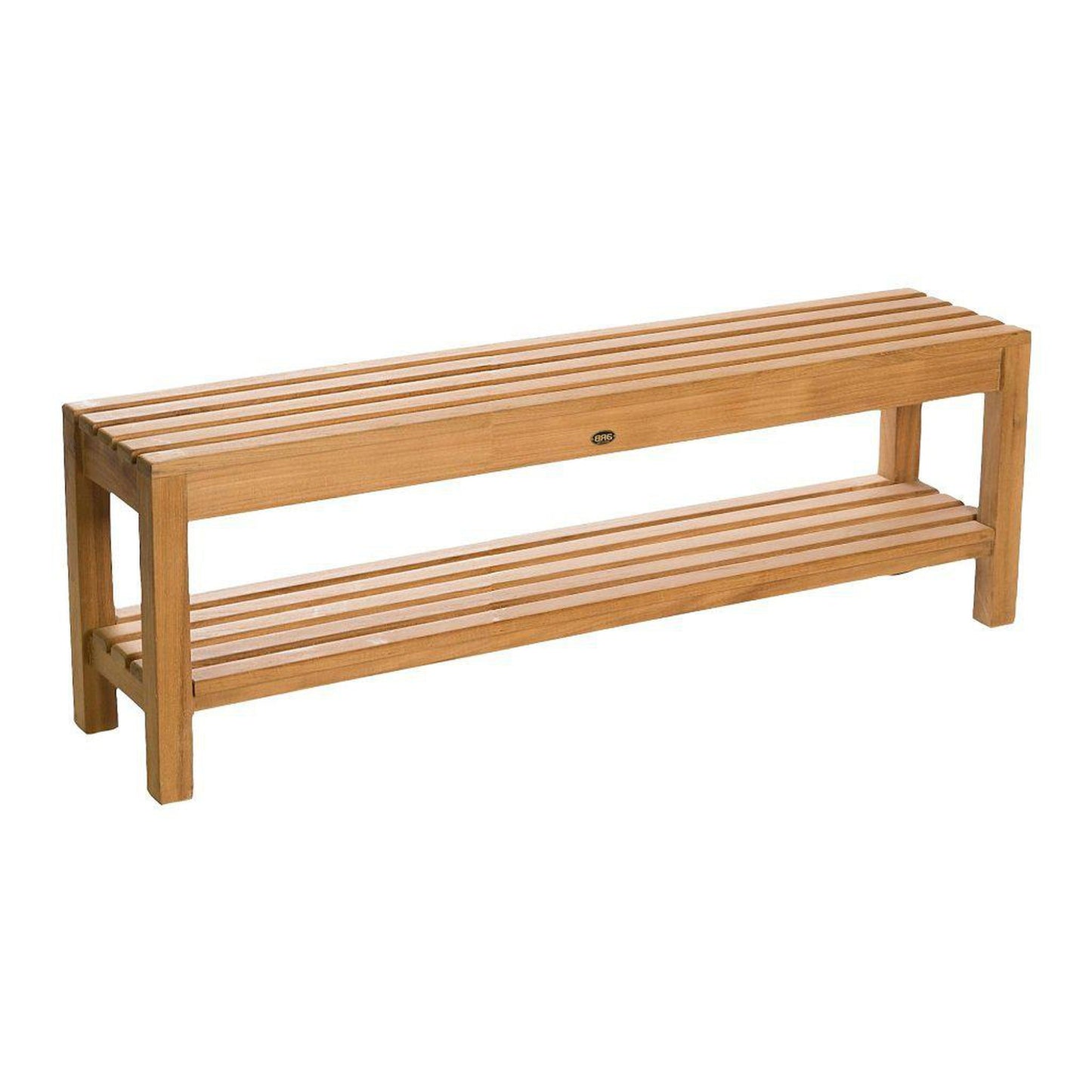 ARB Teak & Specialties Coach 59" Solid Teak Wood Shower Bench With Removable Shelf