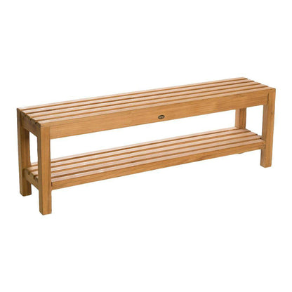 ARB Teak & Specialties Coach 59" Solid Teak Wood Shower Bench With Removable Shelf