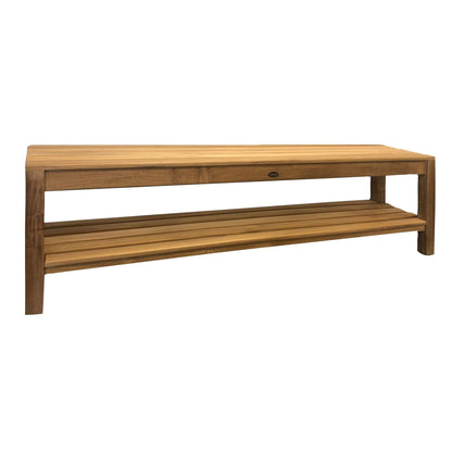 ARB Teak & Specialties Coach 59" Solid Teak Wood Shower Bench With Removable Shelf