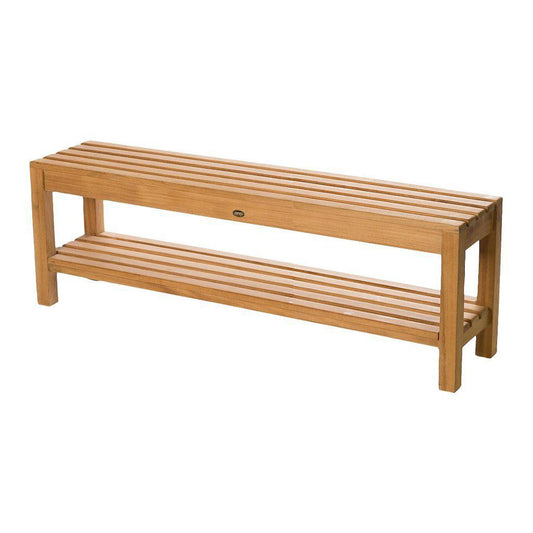 ARB Teak & Specialties Coach 59" Solid Teak Wood Shower Bench With Removable Shelf