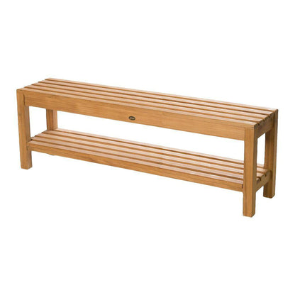 ARB Teak & Specialties Coach 59" Solid Teak Wood Shower Bench With Removable Shelf