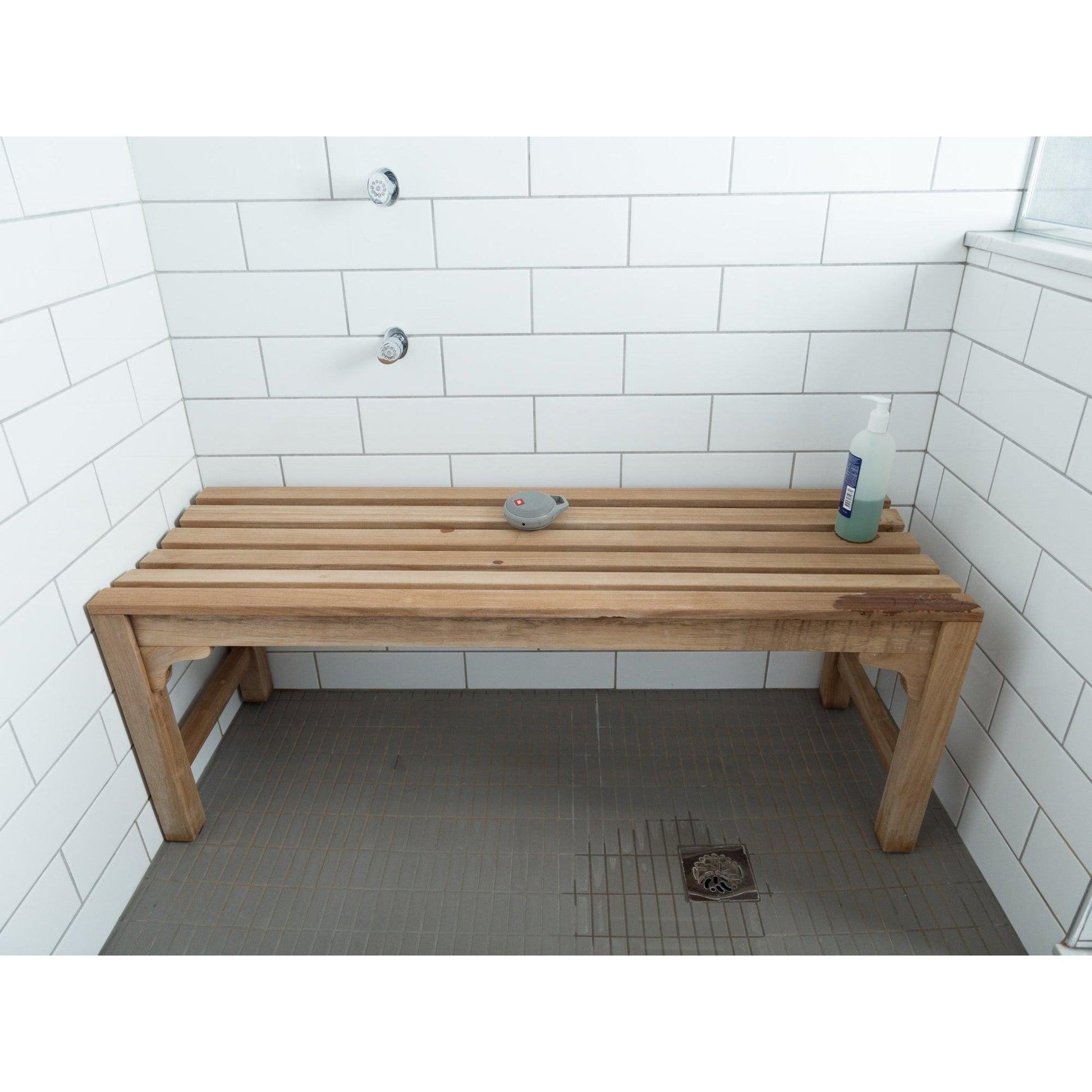 ARB Teak & Specialties Curved 47" Solid Teak Wood Shower Bench