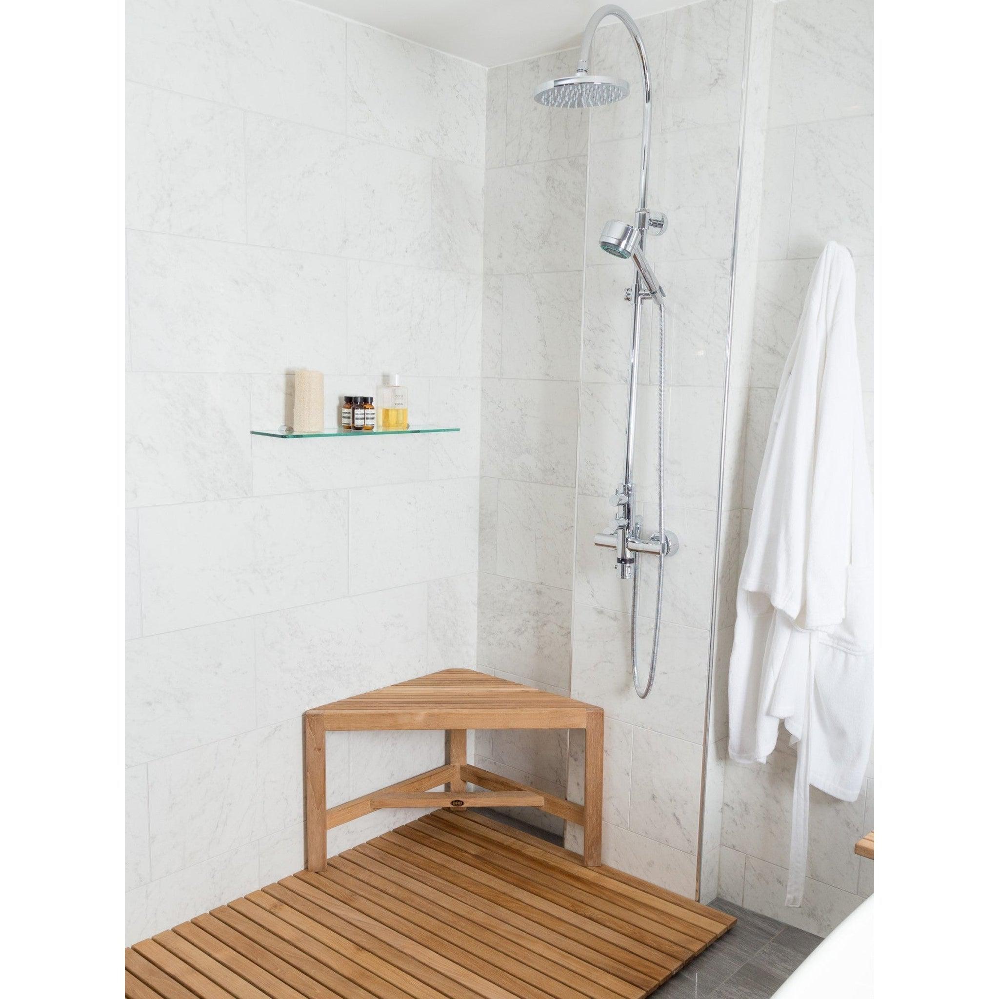 Shower bench online corner