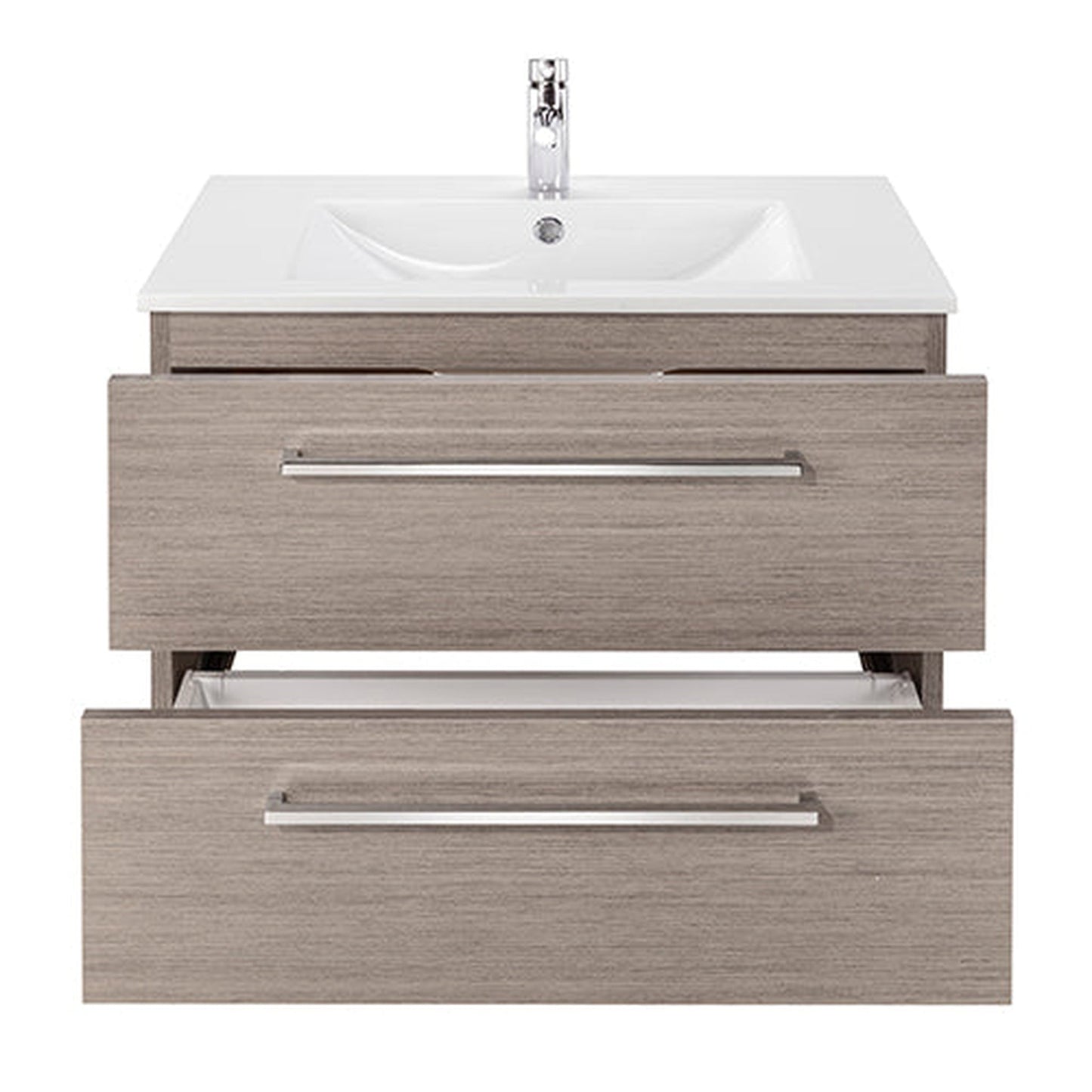 Abby Bath Aiden 30” x 20” Wall-Mounted Vanity in Slate Finish With Two Drawers and Chrome Handles