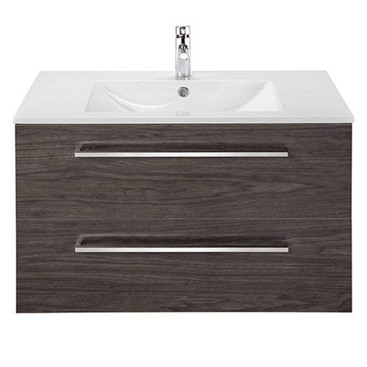 Abby Bath Aiden 36” x 20” Wall-Mounted Vanity in Noir Finish With Two Drawers and Chrome Handles