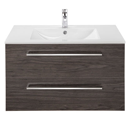 Abby Bath Aiden 36” x 20” Wall-Mounted Vanity in Noir Finish With Two Drawers and Chrome Handles
