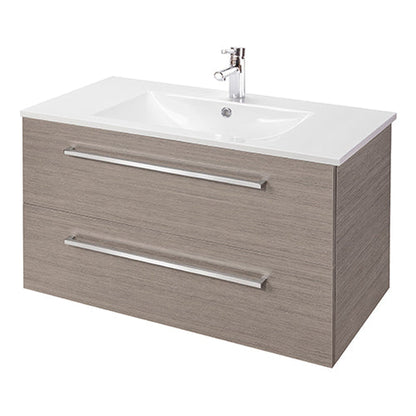 Abby Bath Aiden 36” x 20” Wall-Mounted Vanity in Slate Finish With Two Drawers and Chrome Handles