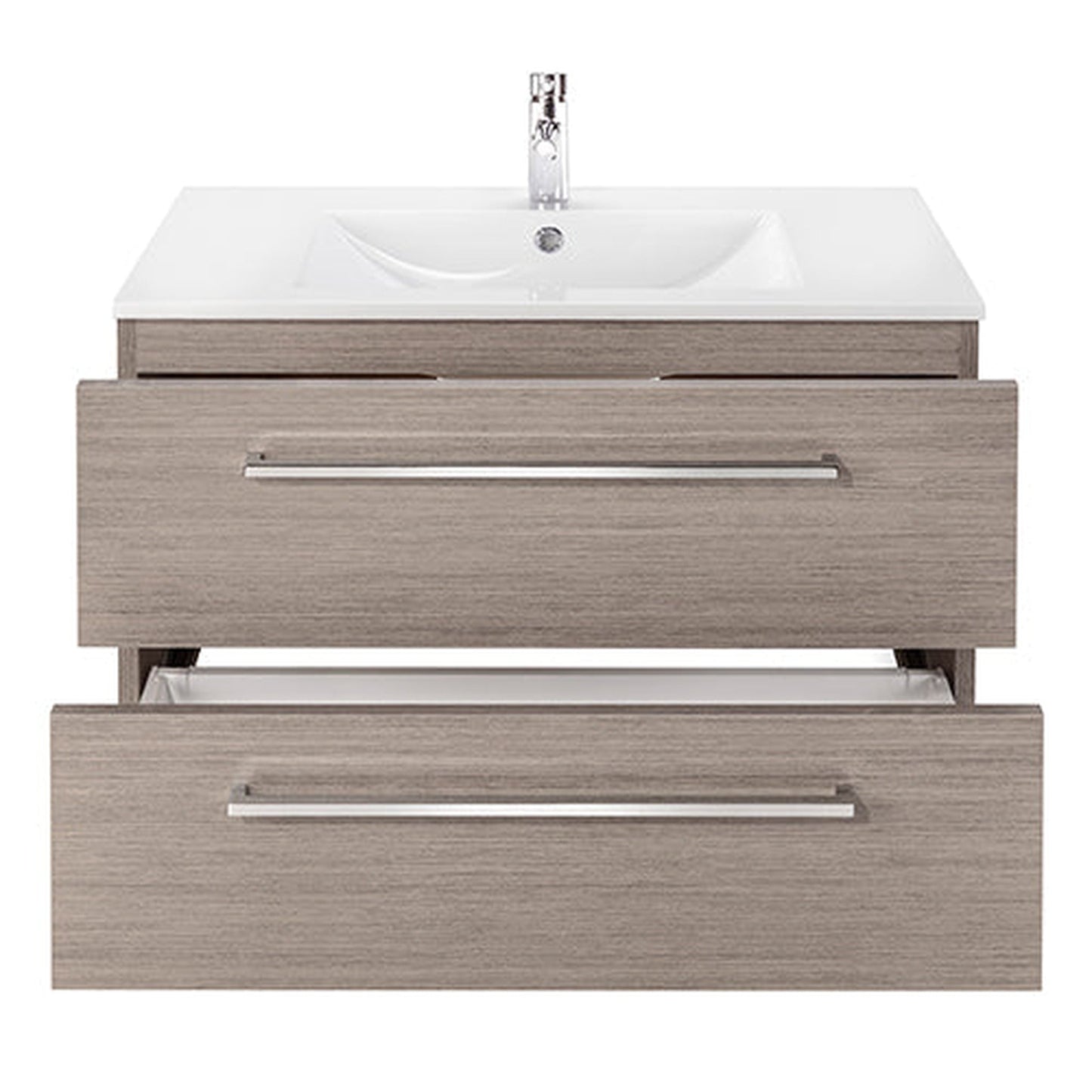 Abby Bath Aiden 36” x 20” Wall-Mounted Vanity in Slate Finish With Two Drawers and Chrome Handles