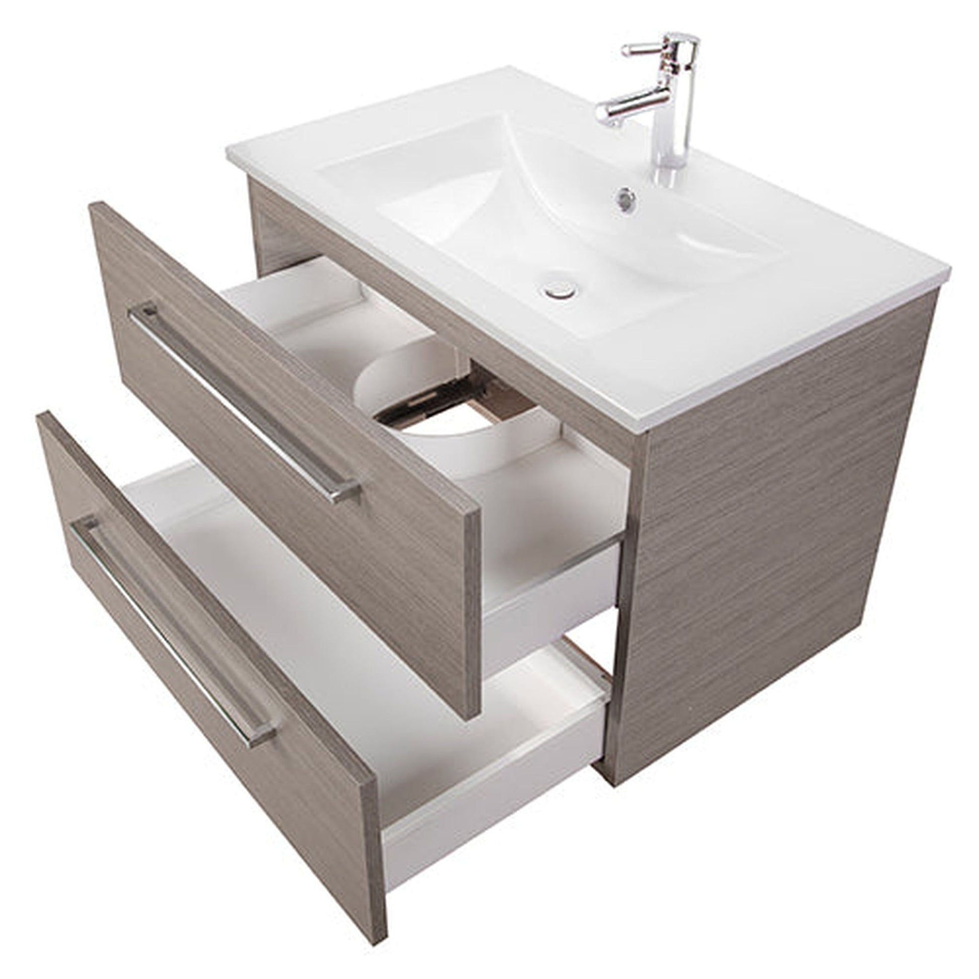 Abby Bath Aiden 36” x 20” Wall-Mounted Vanity in Slate Finish With Two Drawers and Chrome Handles