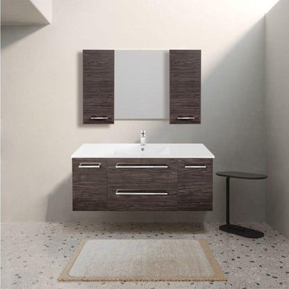 Abby Bath Aiden 48” x 20” Wall-Mounted Vanity in Noir Finish With Two Drawers and Chrome Handles