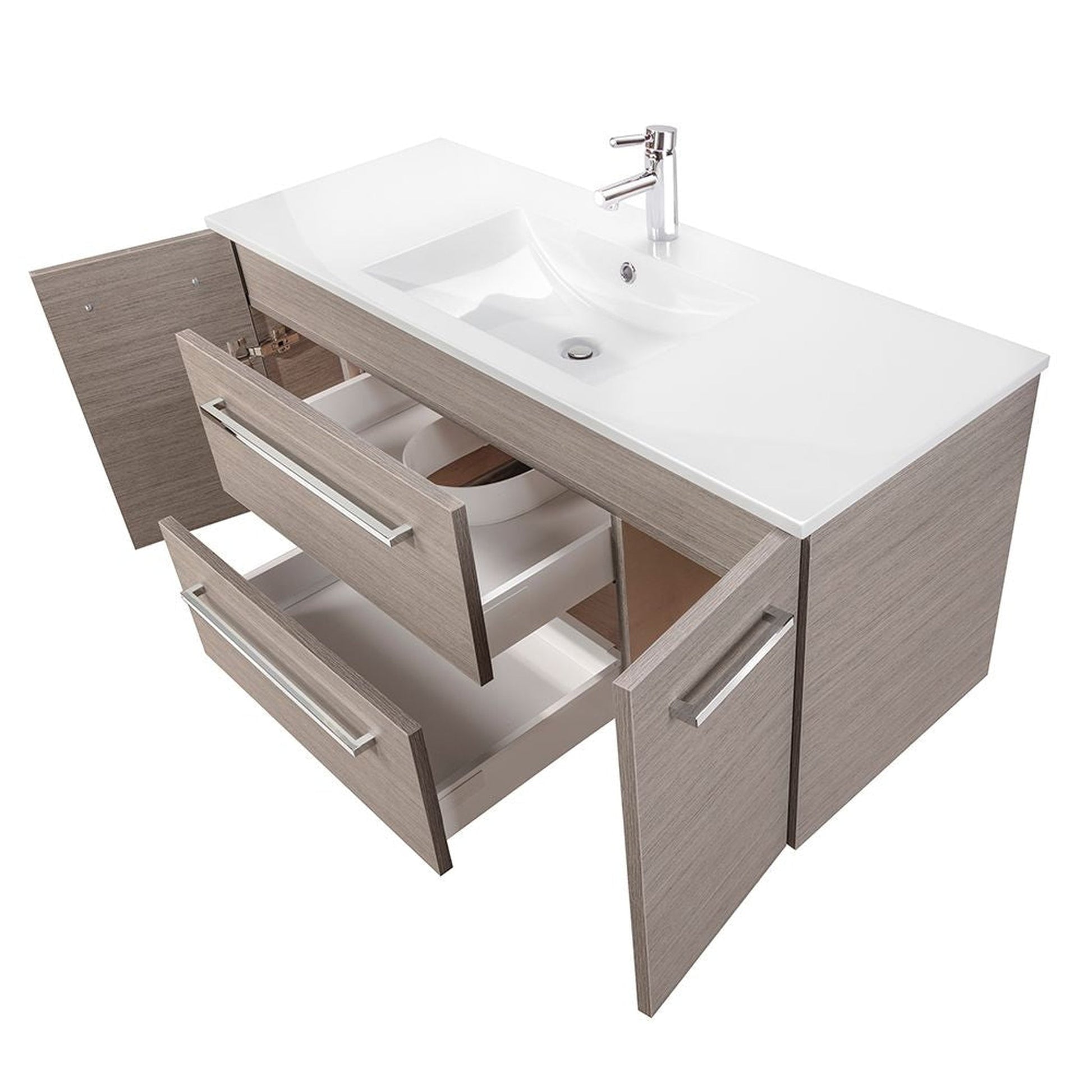 Abby Bath Aiden 48” x 20” Wall-Mounted Vanity in Slate Finish With Two Drawers and Chrome Handles