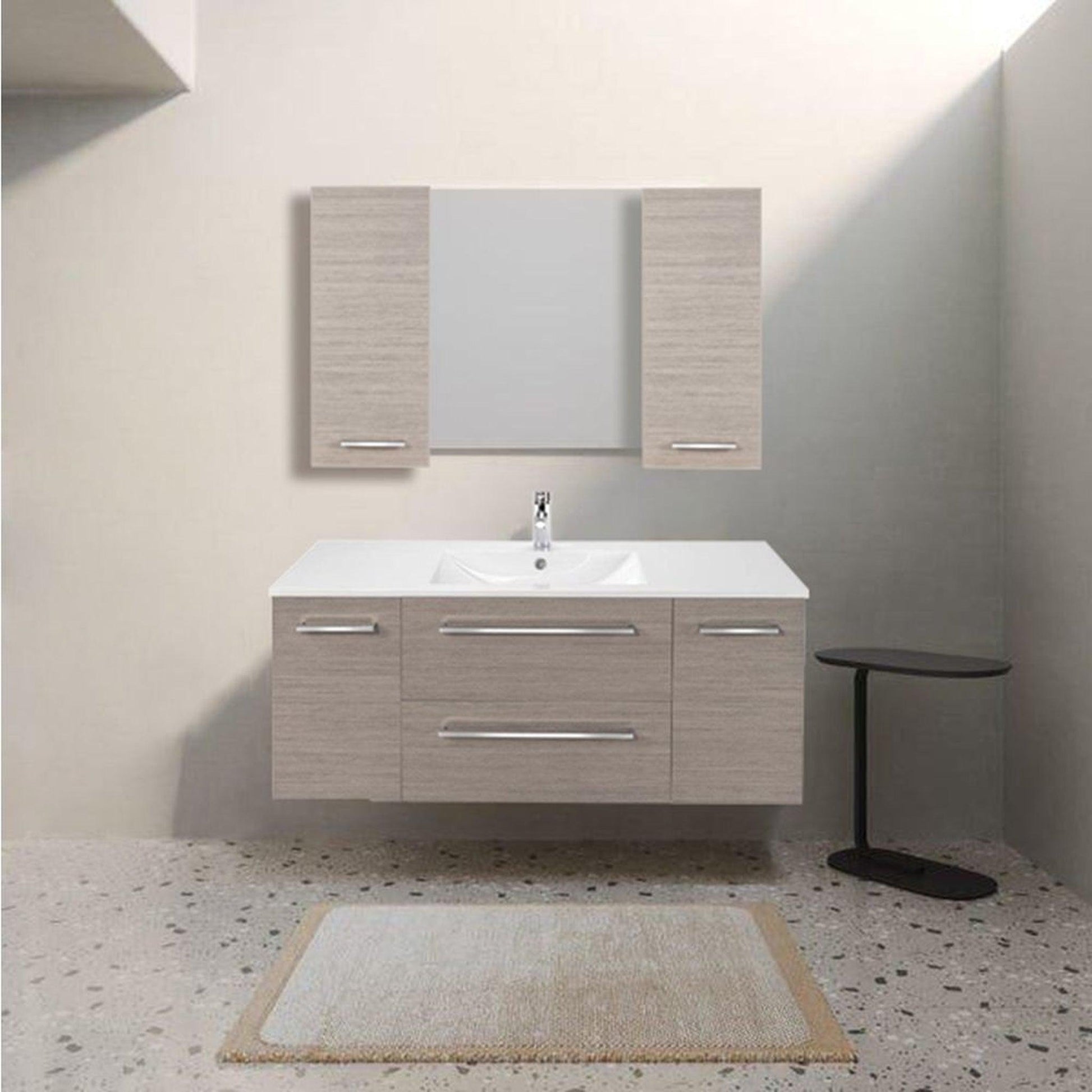 Abby Bath Aiden 48” x 20” Wall-Mounted Vanity in Slate Finish With Two Drawers and Chrome Handles