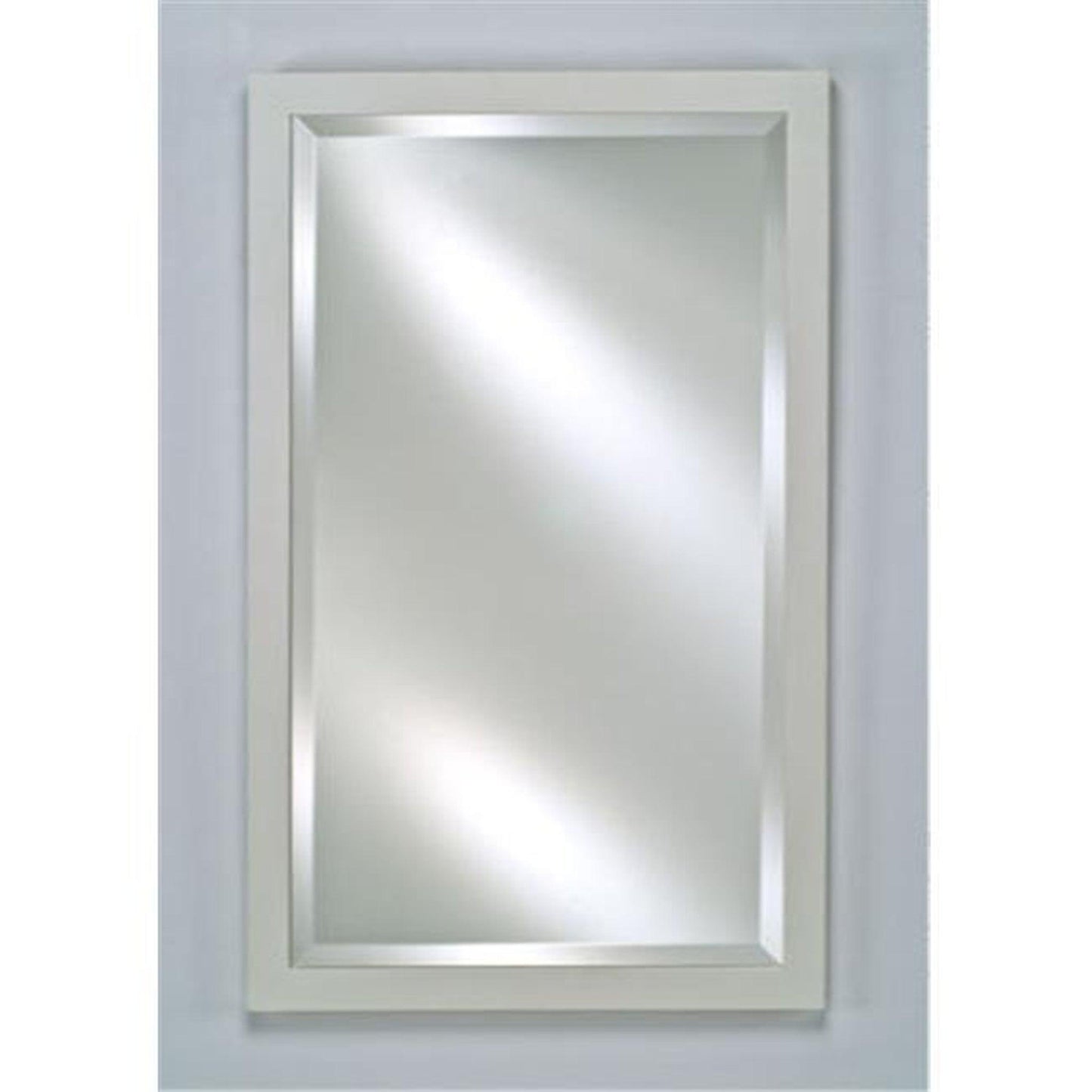 Afina Basix 16" x 22" Satin White Recessed Left Or Right Hinged Single Door Beveled Mirror Medicine Cabinet