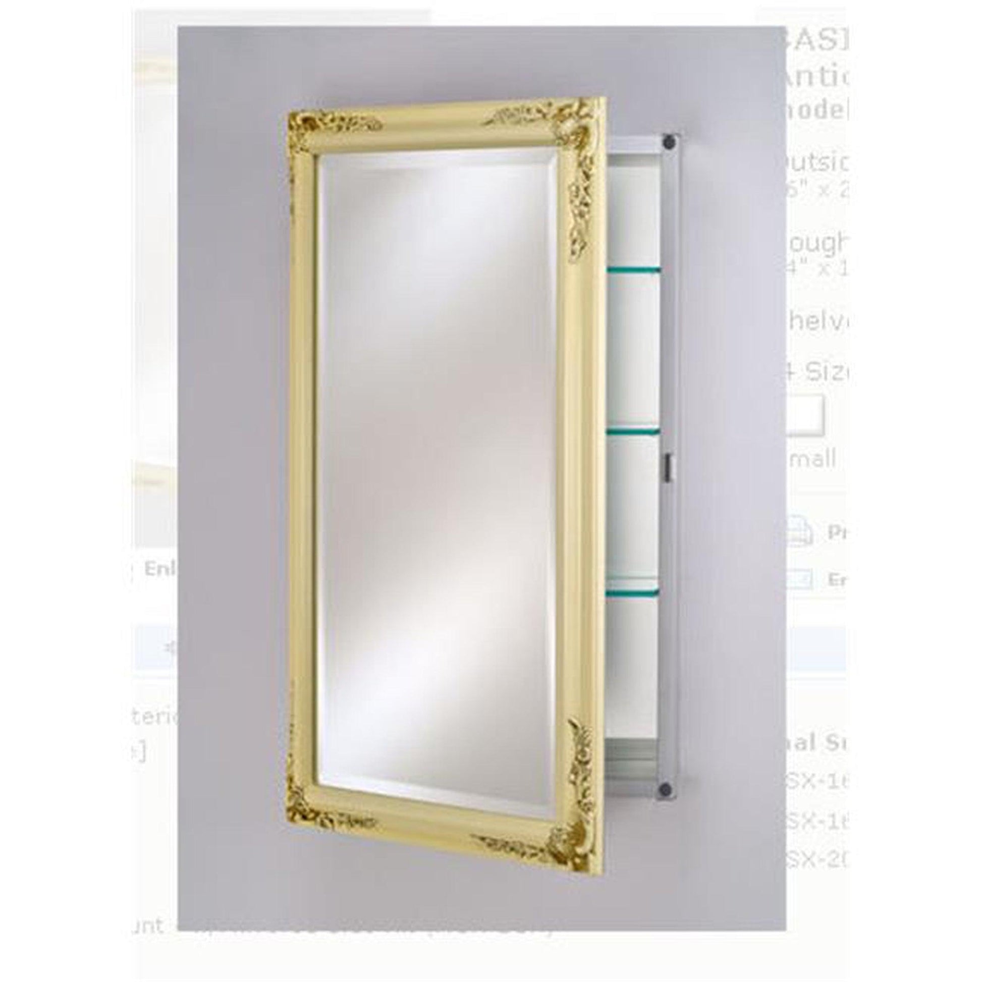 Afina Basix Plus 16" x 22" Antique Biscuit Recessed Left Or Right Hinged Single Door Beveled Mirror Medicine Cabinet