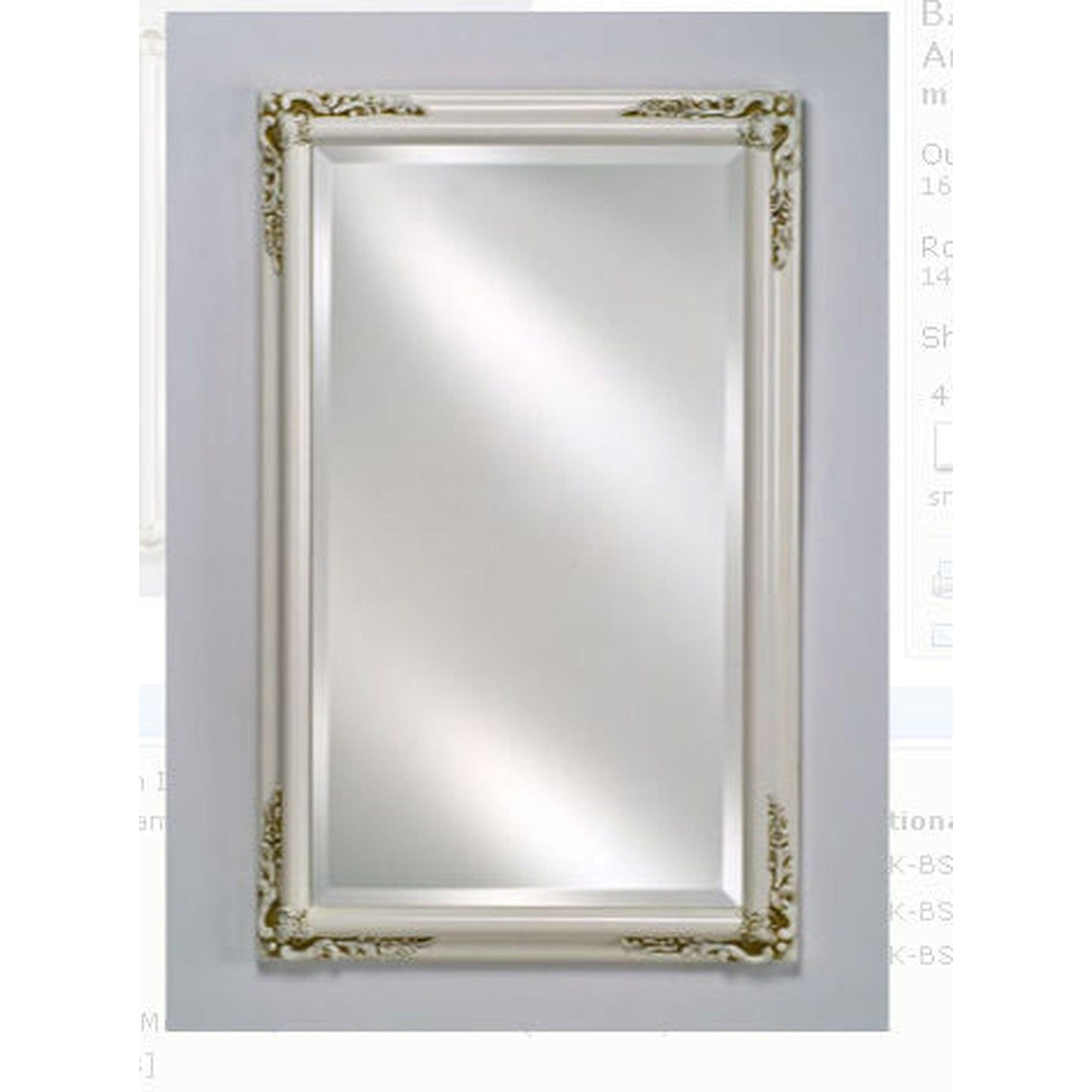 Afina Basix Plus 16" x 26" Antique White Recessed Left Or Right Hinged Single Door Beveled Mirror Medicine Cabinet