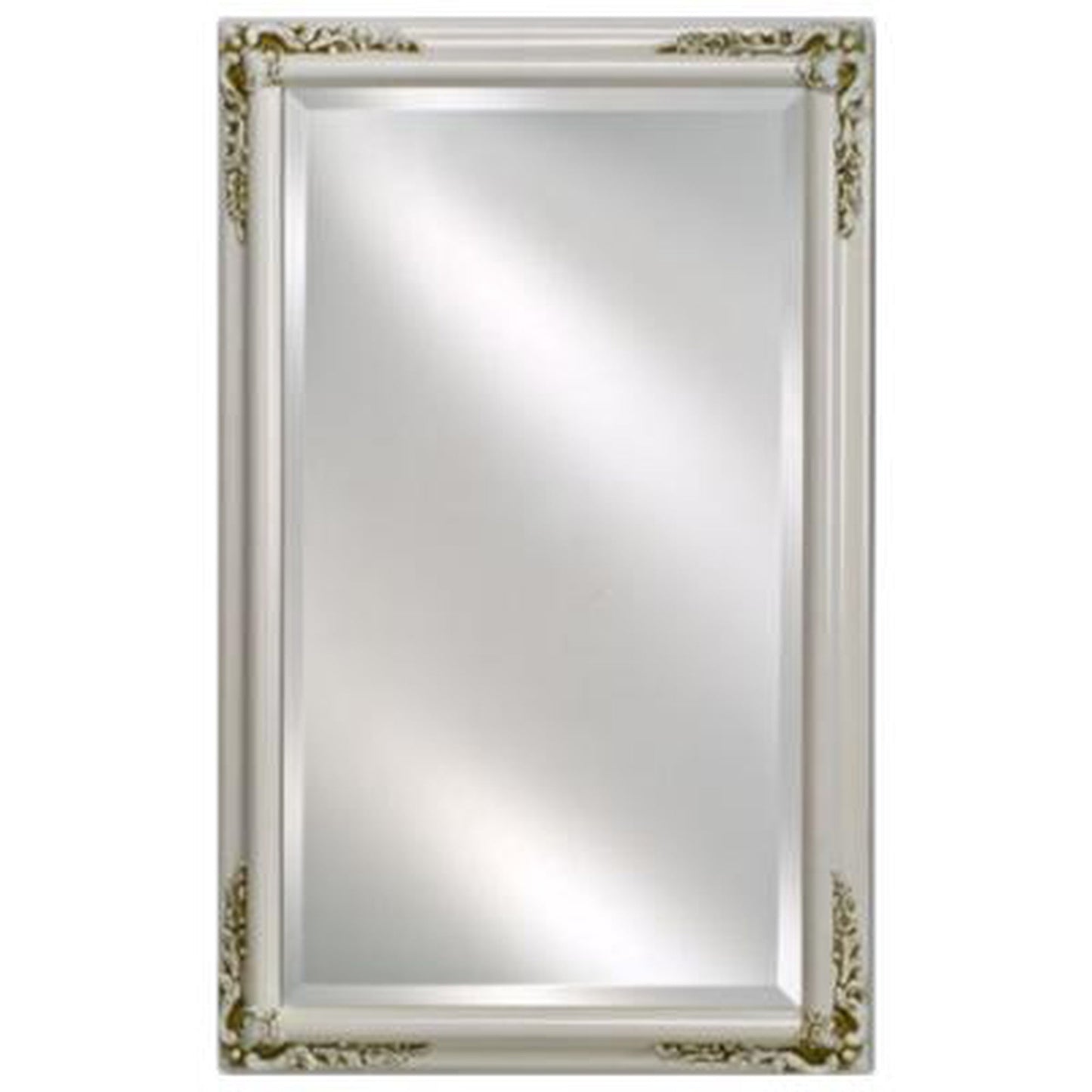 Afina Basix Plus 16" x 26" Antique White Recessed Left Or Right Hinged Single Door Beveled Mirror Medicine Cabinet
