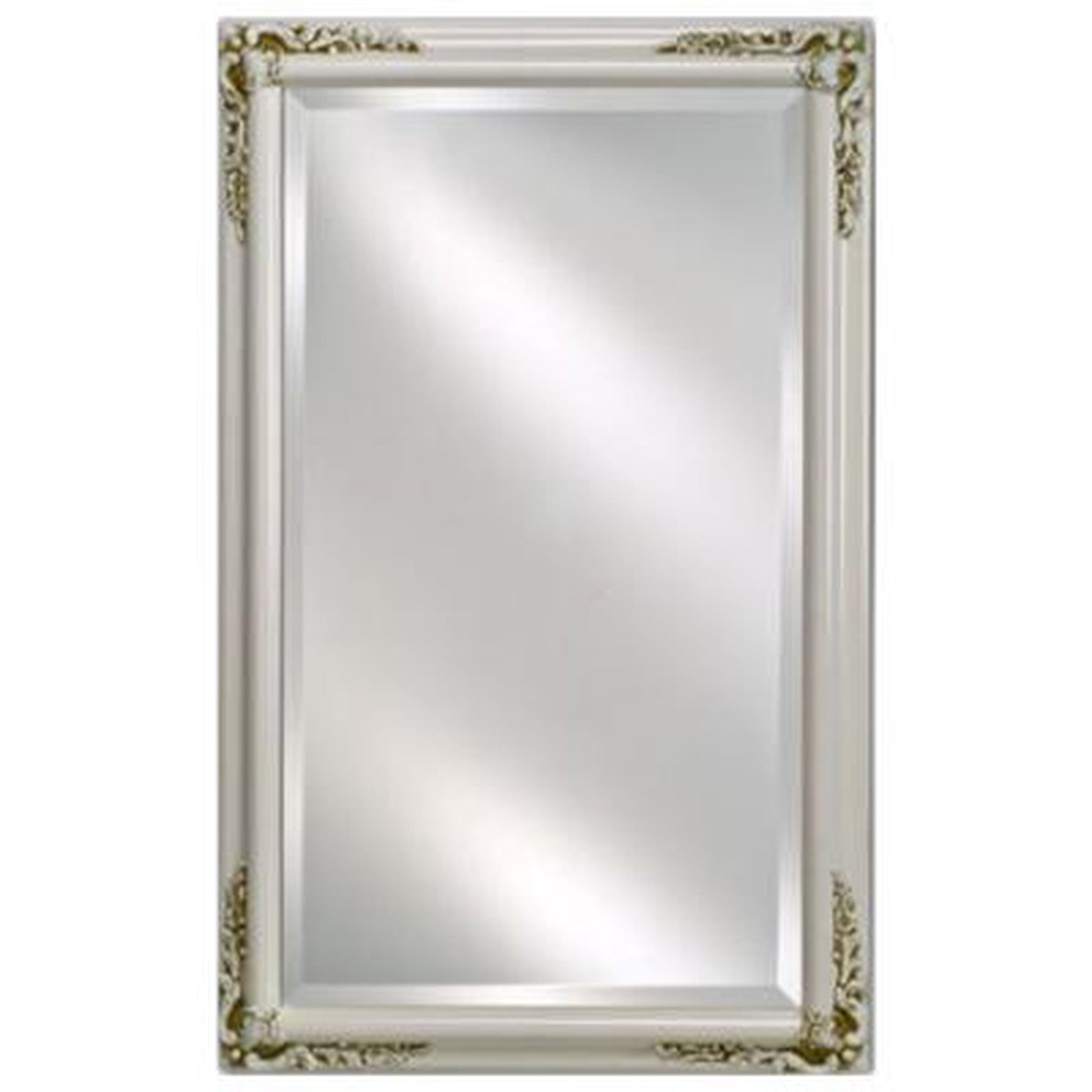 Afina Basix Plus 20" x 26" Antique White Recessed Left Or Right Hinged Single Door Beveled Mirror Medicine Cabinet