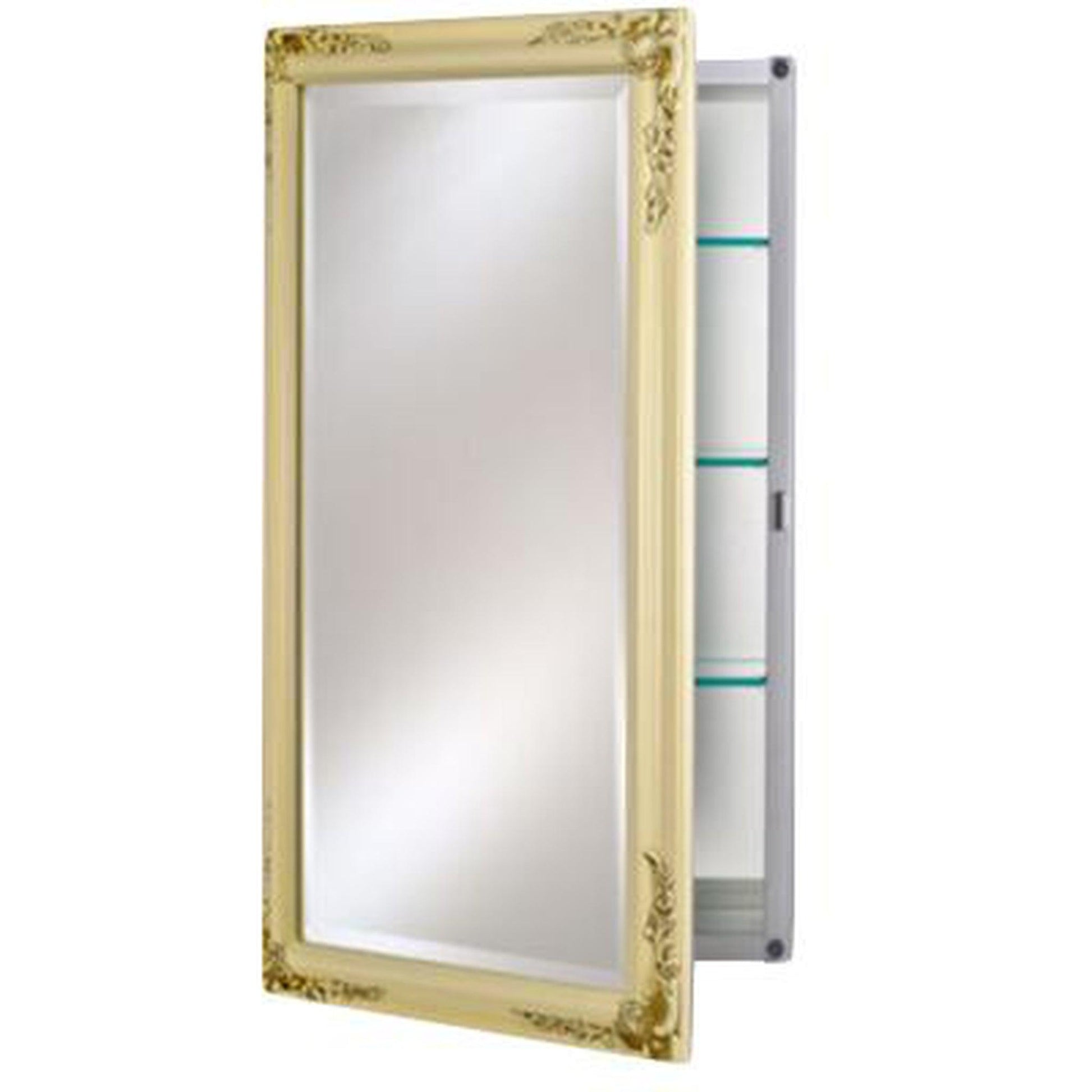 Afina Basix Plus 24" x 30" Antique Biscuit Recessed Left Or Right Hinged Single Door Beveled Mirror Medicine Cabinet