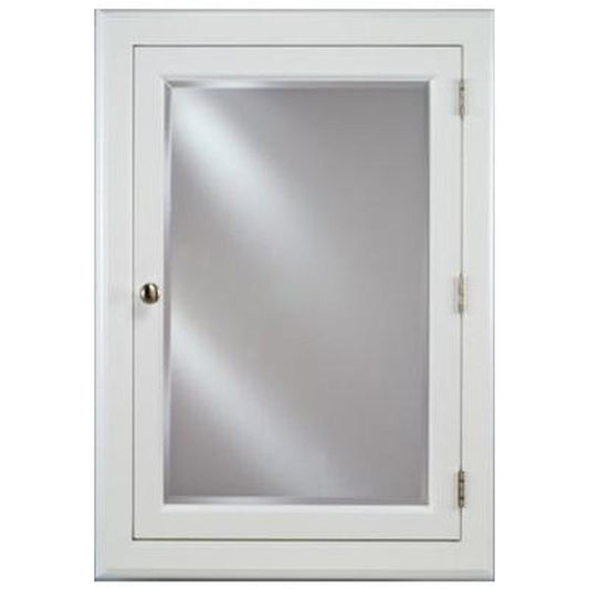 Afina Devon Large White Recessed Reversible Hinged Single Door Medicine Cabinet With Beveled Edge Mirror