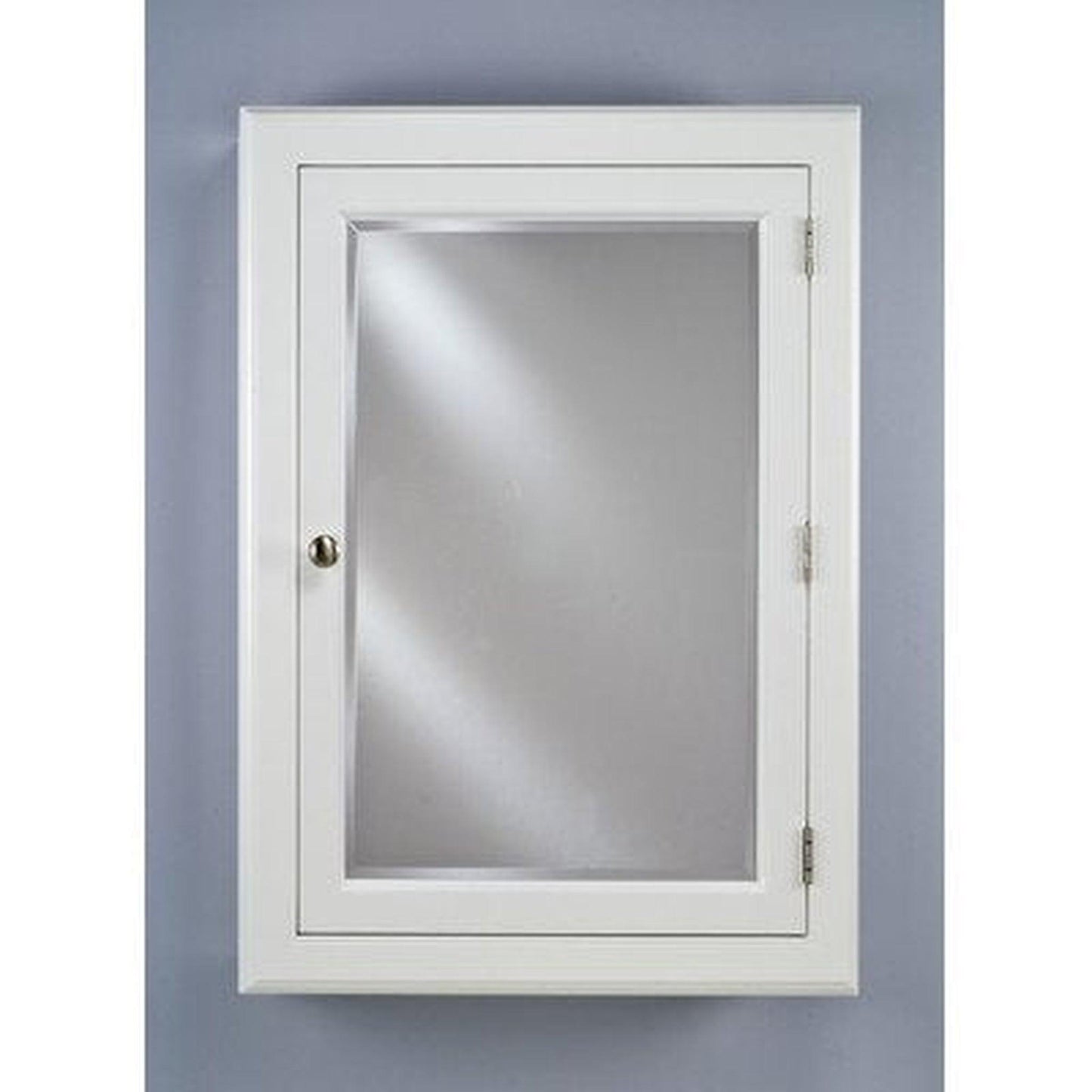 Afina Devon Small White Recessed Reversible Hinged Single Door Medicine Cabinet With Beveled Edge Mirror