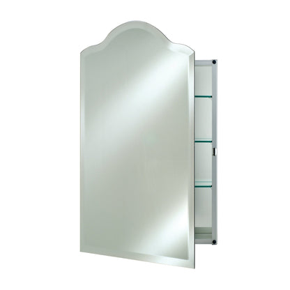 Afina Scallop Top 16" x 25" Recessed Left Hinged Single Door Medicine Cabinet With Beveled Edge Mirror