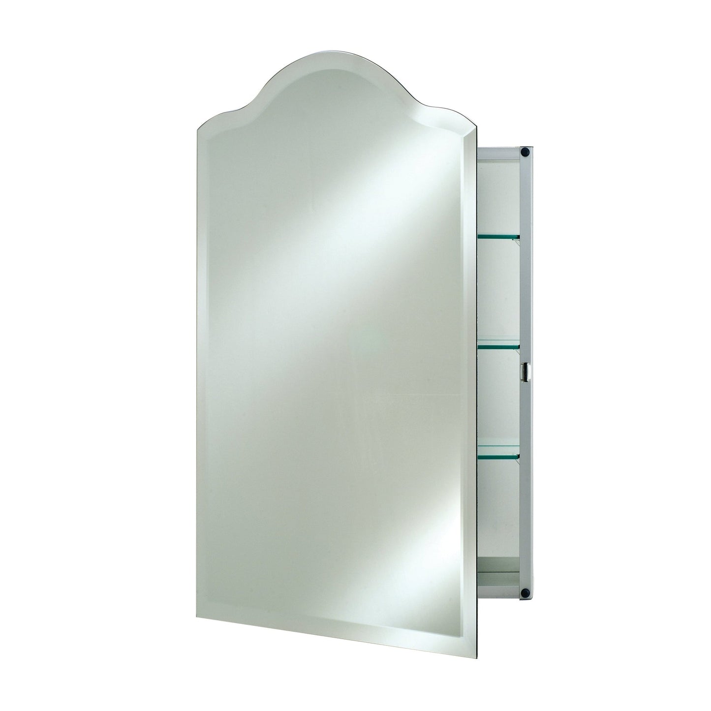 Afina Scallop Top 20" x 30" Recessed Left Hinged Single Door Medicine Cabinet With Beveled Edge Mirror