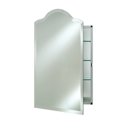 Afina Scallop Top 20" x 30" Recessed Left Hinged Single Door Medicine Cabinet With Beveled Edge Mirror