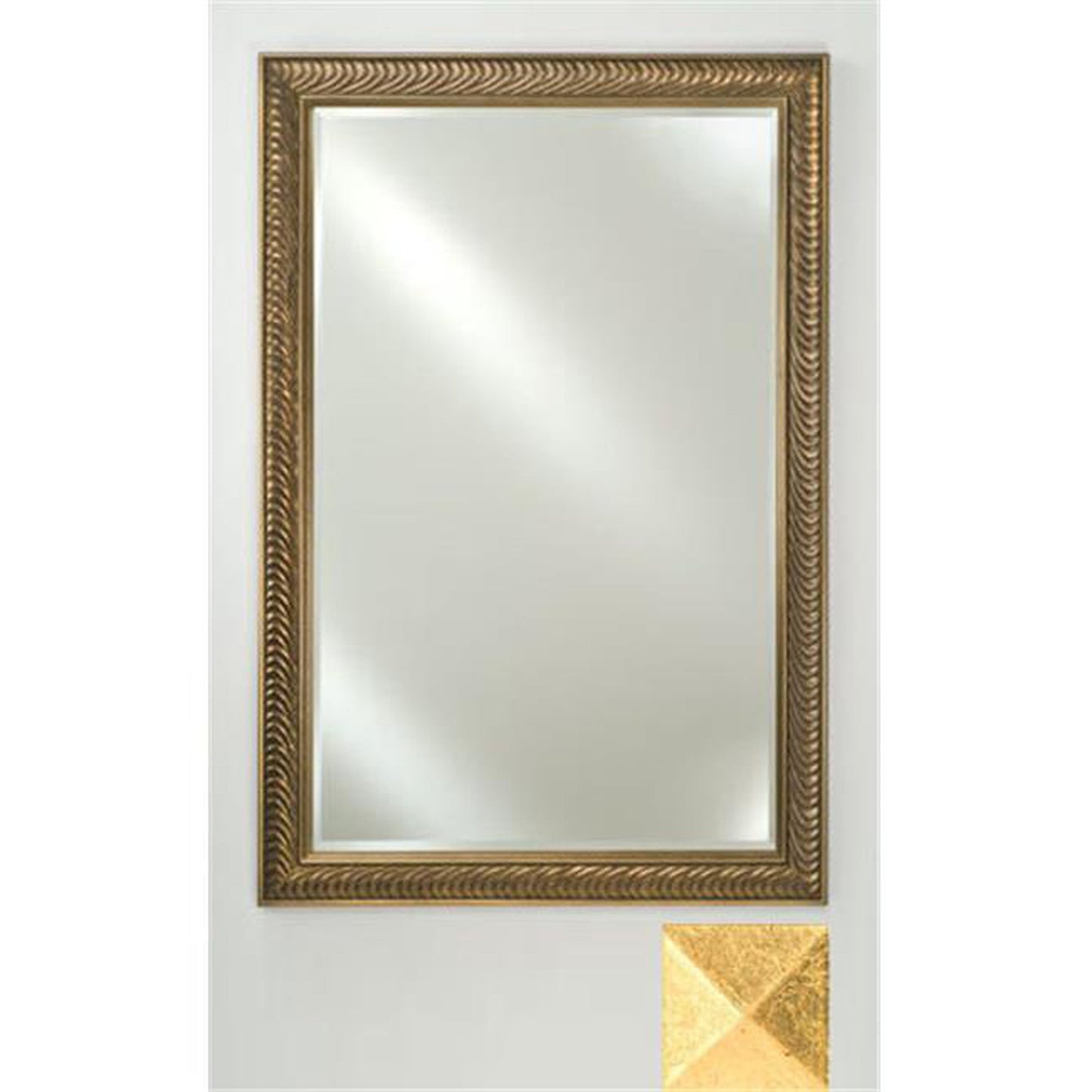 Afina Signature 16" x 22" Meridian Antique Gold With Antique Gold Caps Framed Mirror With Beveled Edge