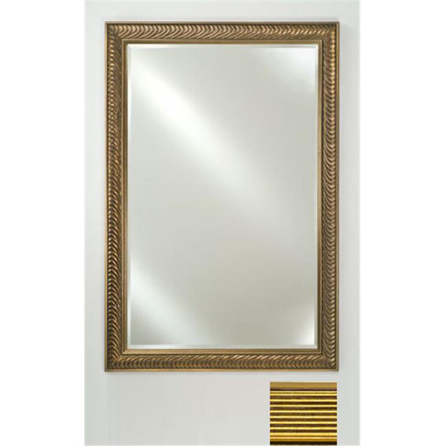Afina Signature 16" x 22" Meridian Antique Gold With Antique Silver Caps Framed Mirror With Beveled Edge