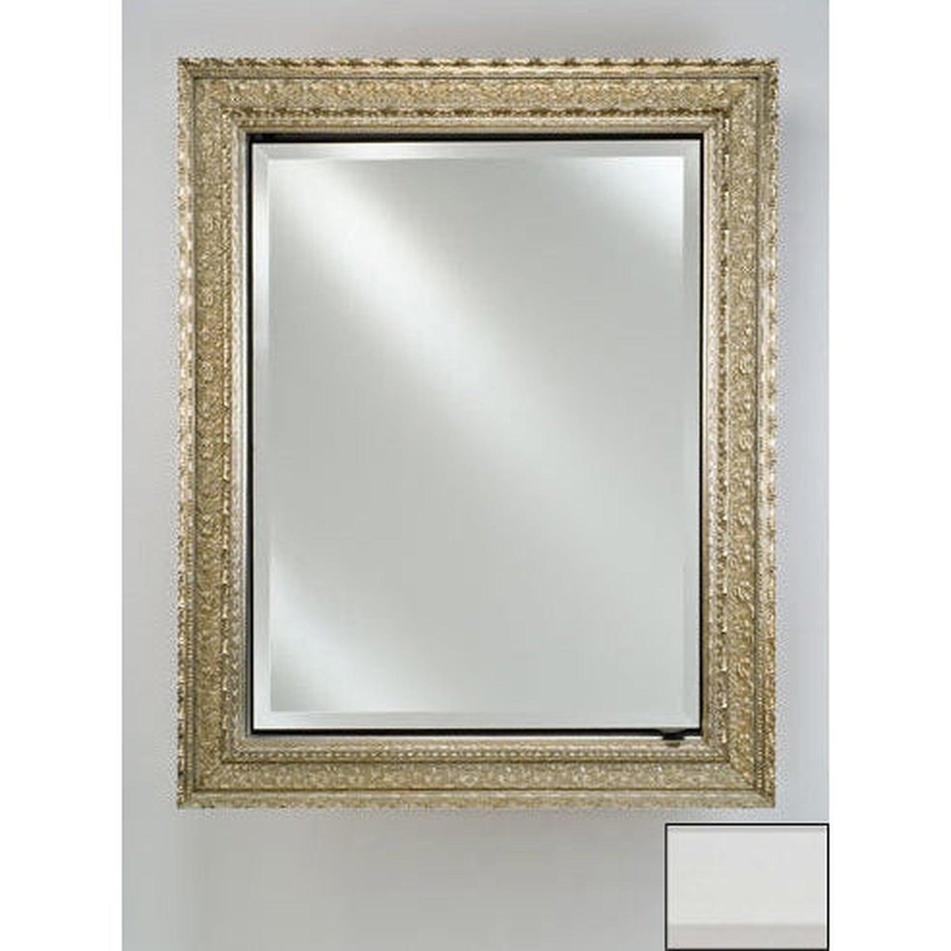 Afina Signature 17" x 26" Colorgrain White Recessed Reversible Hinged Single Door Medicine Cabinet With Beveled Edge Mirror