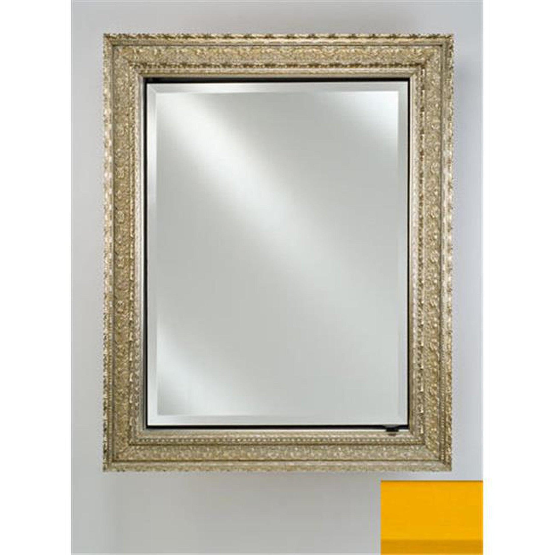 Afina Signature 17" x 26" Colorgrain Yellow Recessed Reversible Hinged Single Door Medicine Cabinet With Beveled Edge Mirror