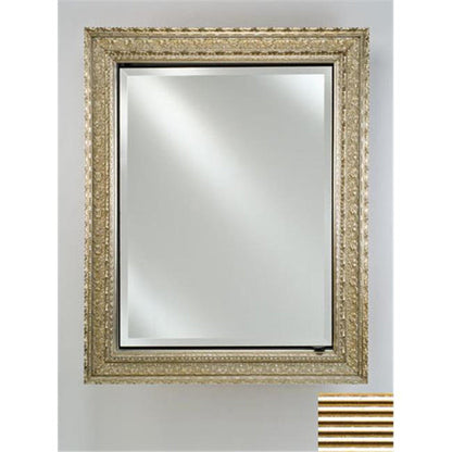 Afina Signature 17" x 26" Meridian Antique Silver with Antique Gold Caps Recessed Reversible Hinged Single Door Medicine Cabinet With Beveled Edge Mirror