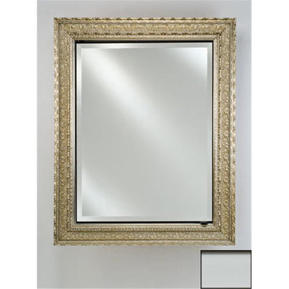 Afina Signature 17" x 26" Soho Satin White Recessed Reversible Hinged Single Door Medicine Cabinet With Beveled Edge Mirror