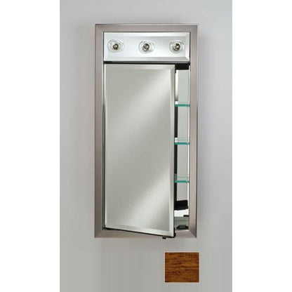 Afina Signature 17" x 30" Arlington Honey Recessed Left Hinged Single Door Medicine Cabinet With Contemporary Lights