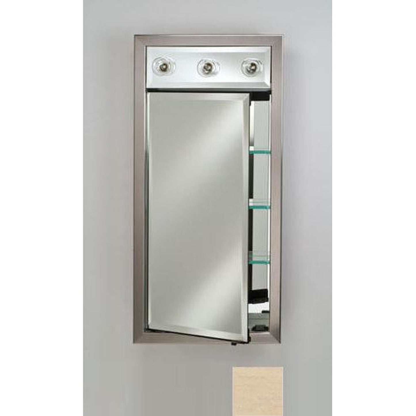 Afina Signature 17" x 30" Arlington Pickled Recessed Left Hinged Single Door Medicine Cabinet With Contemporary Lights
