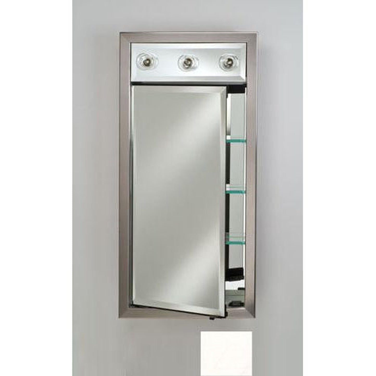 Afina Signature 17" x 30" Arlington White Recessed Right Hinged Single Door Medicine Cabinet With Contemporary Lights